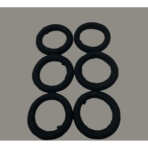 6 Mata Ortiz Pottery Olla Rings Hand Made Mexican Clay Black Yarn Display 4 Inch